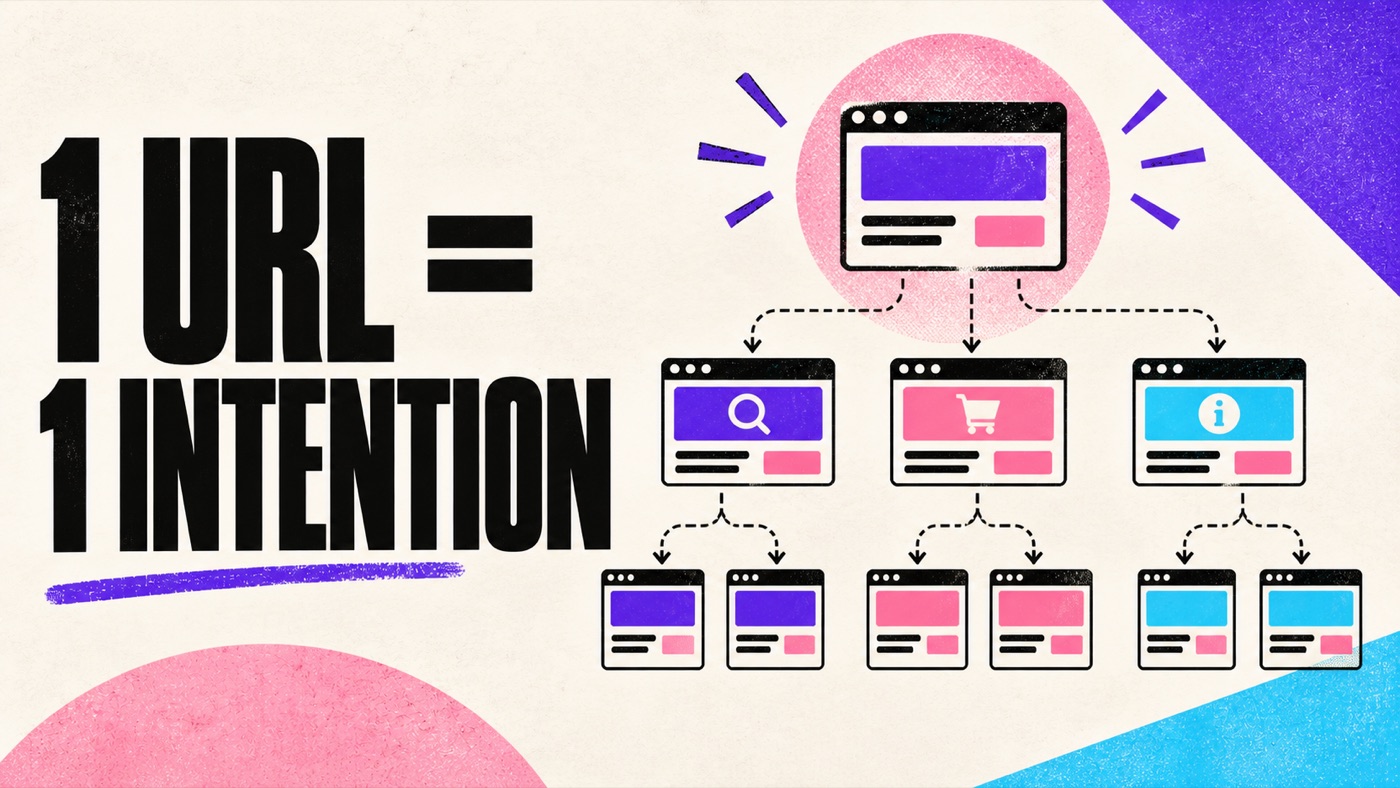 Illustration d’une architecture SEO attribuant une intention distincte à chaque URL